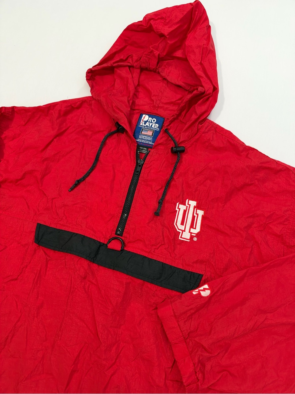 VTG Pro Player Indiana Hoosiers IU Nylon Pullover Windbreaker Mens 2XL 90s Red